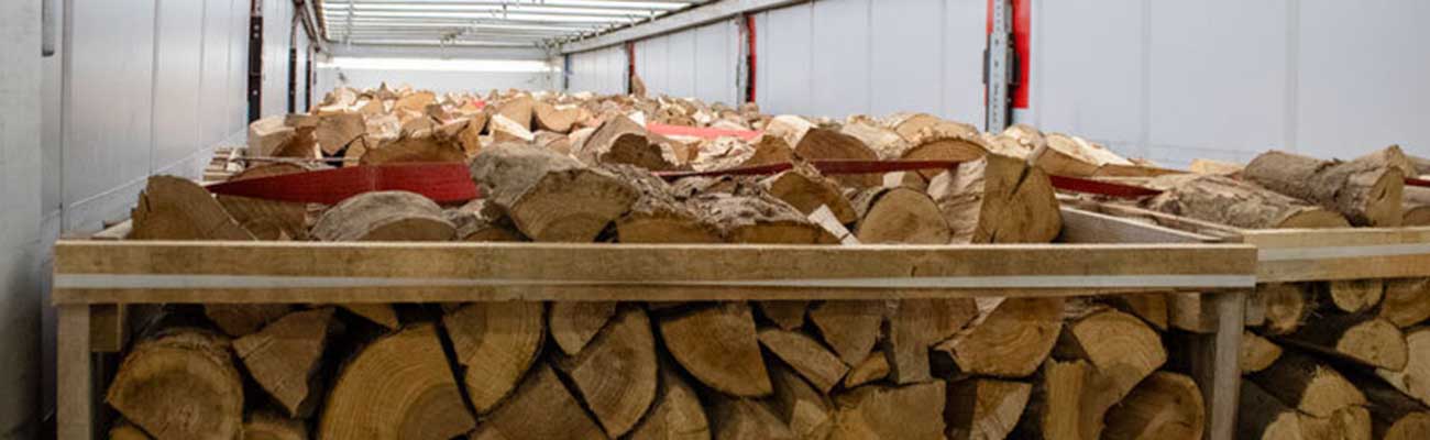 Mit Brennholz beladener LKW